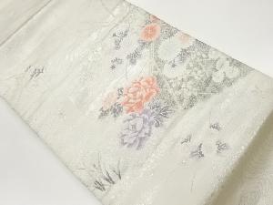 秋草に花々・蛇籠・流水模様織出し名古屋帯